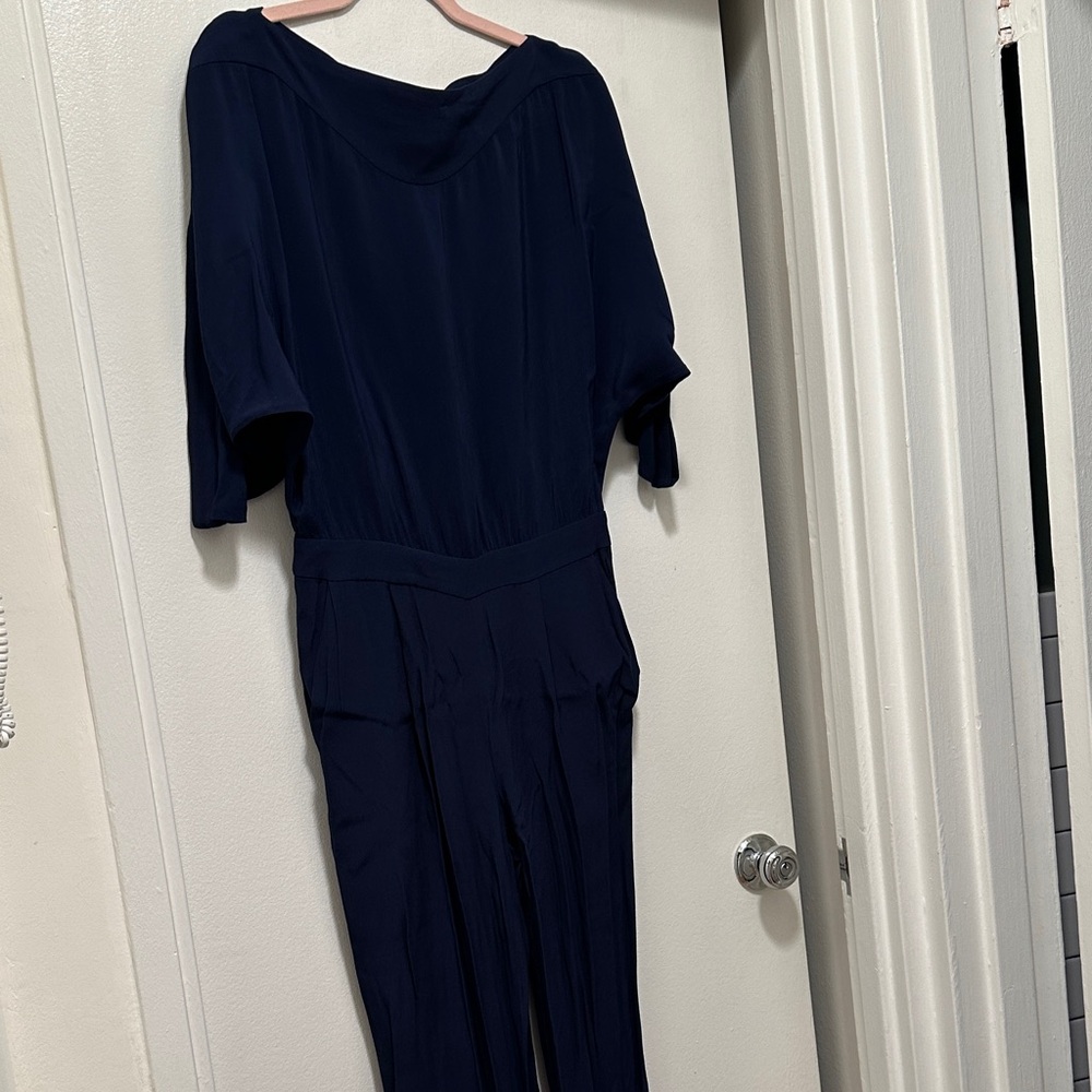 DVF Navy Jumpsuit, sz 4, like new